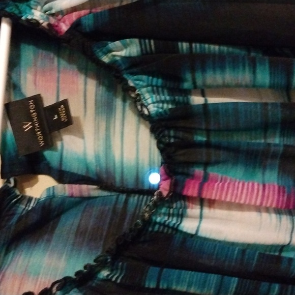 Lg Worthington colorful striped sheer long sleeve shirt - Picture 5 of 7